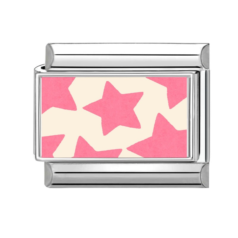 Wholesale Hearts and Love Italian Charms pink series  DIY  Single Section Creative Stainless Steel Composable Bracelet