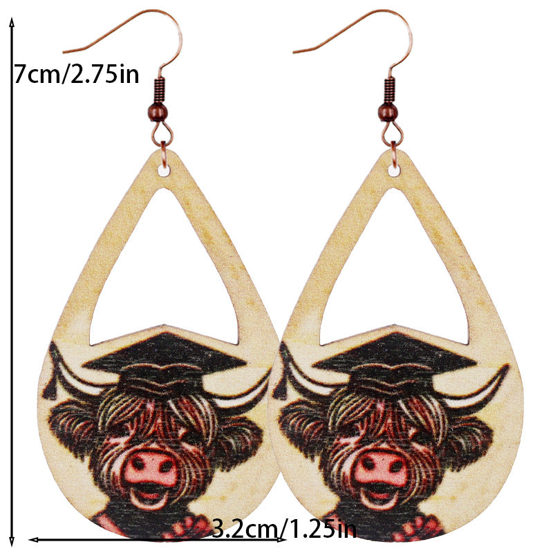 Wholesale Graduation Season Back To School Season Wood Earrings ACC-ES-WeiAn009