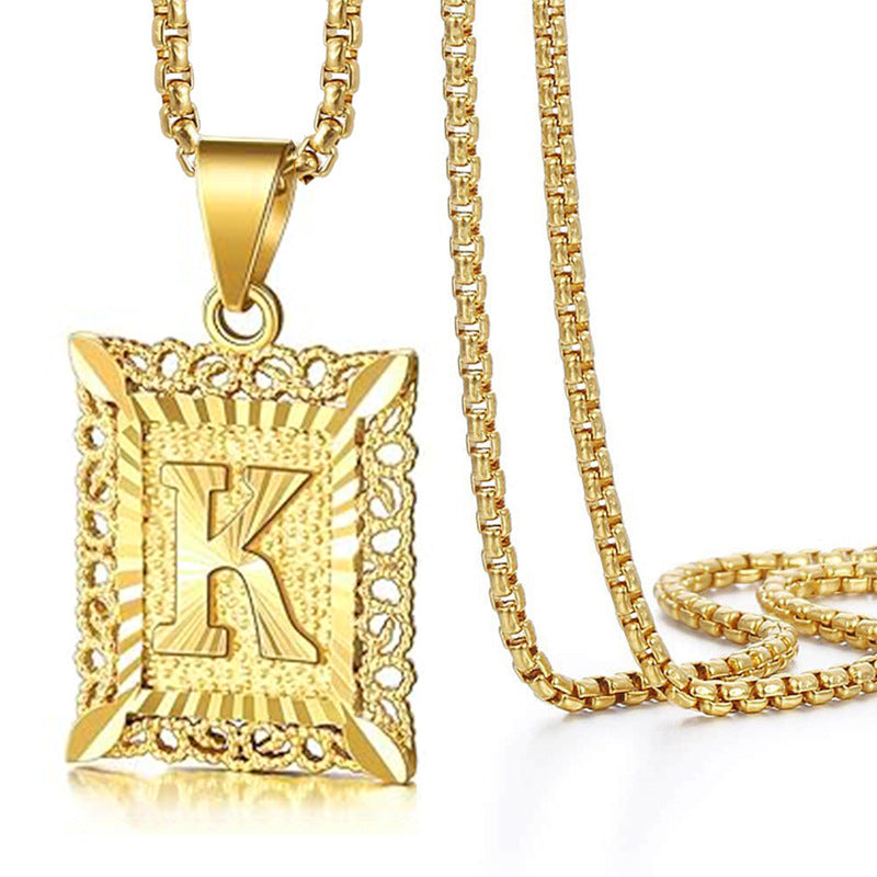 Wholesale  Cuban Chain Men's English 26 Letter Pendant Accessories  Letter Necklace