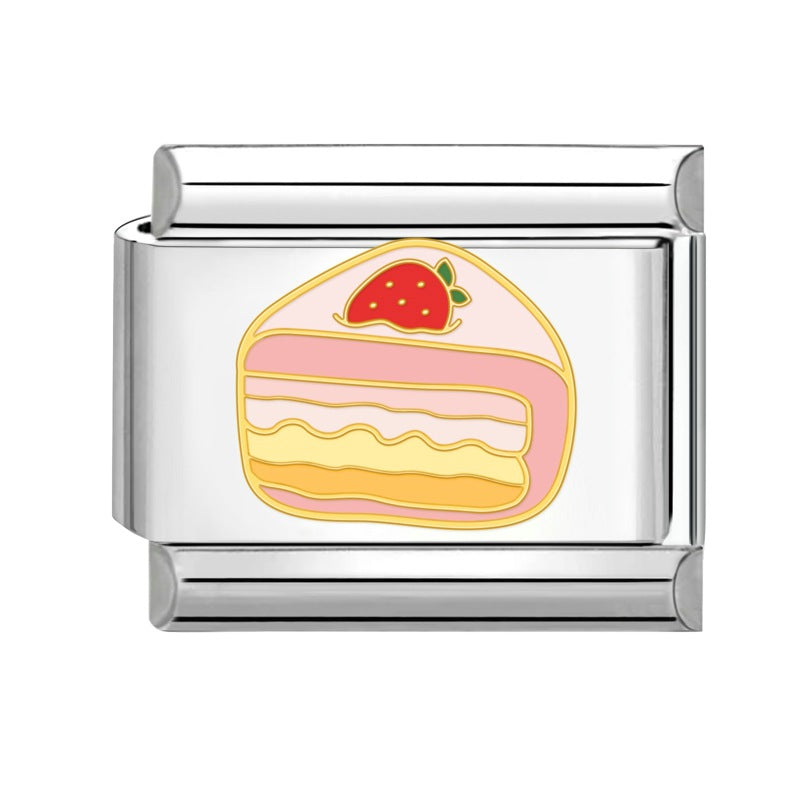 Wholesale Italian Charm Bracelet 9mm DIY Splicing Strawberry Cake Stainless Steel Composable Bracelet