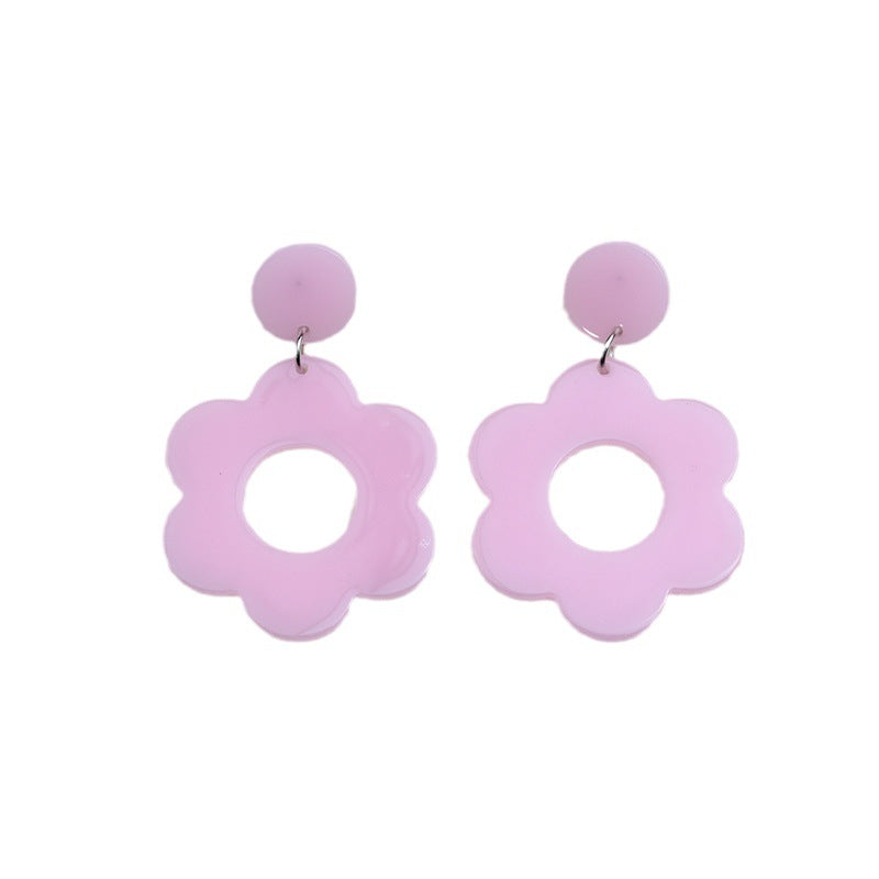 Wholesale Flower Hollow Earrings Earrings Acrylic  Simple Style Sweet and Fresh Earrings