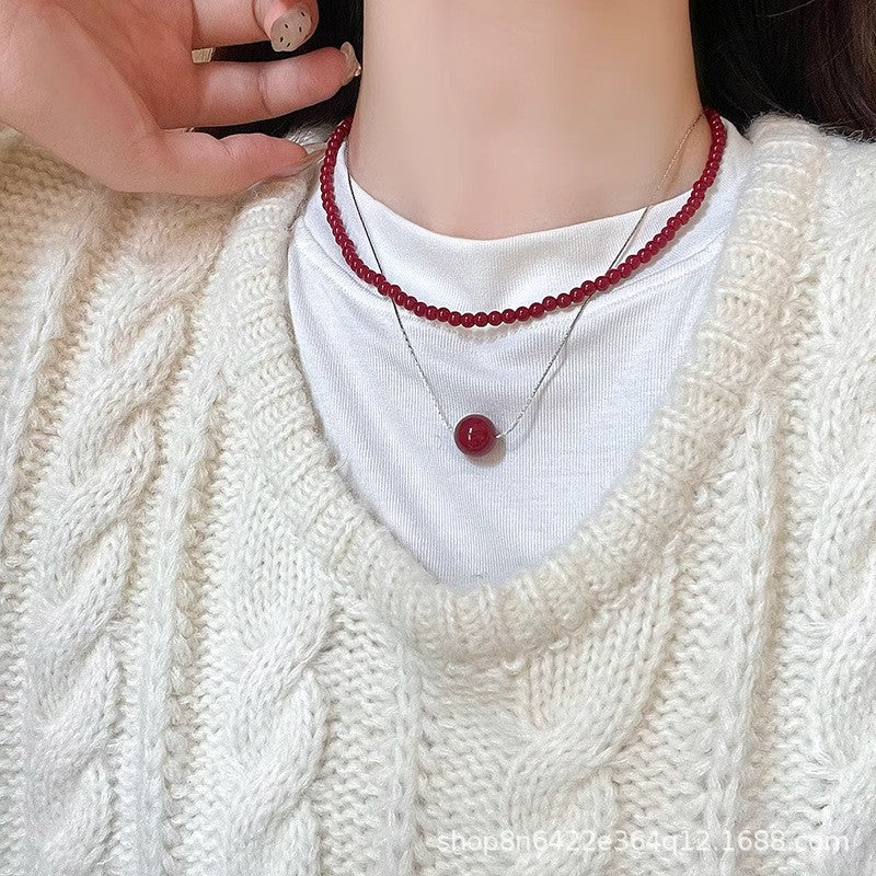 Wholesale Colorful Light Luxury Turquoise and Pearl Beaded Clavicle Necklace