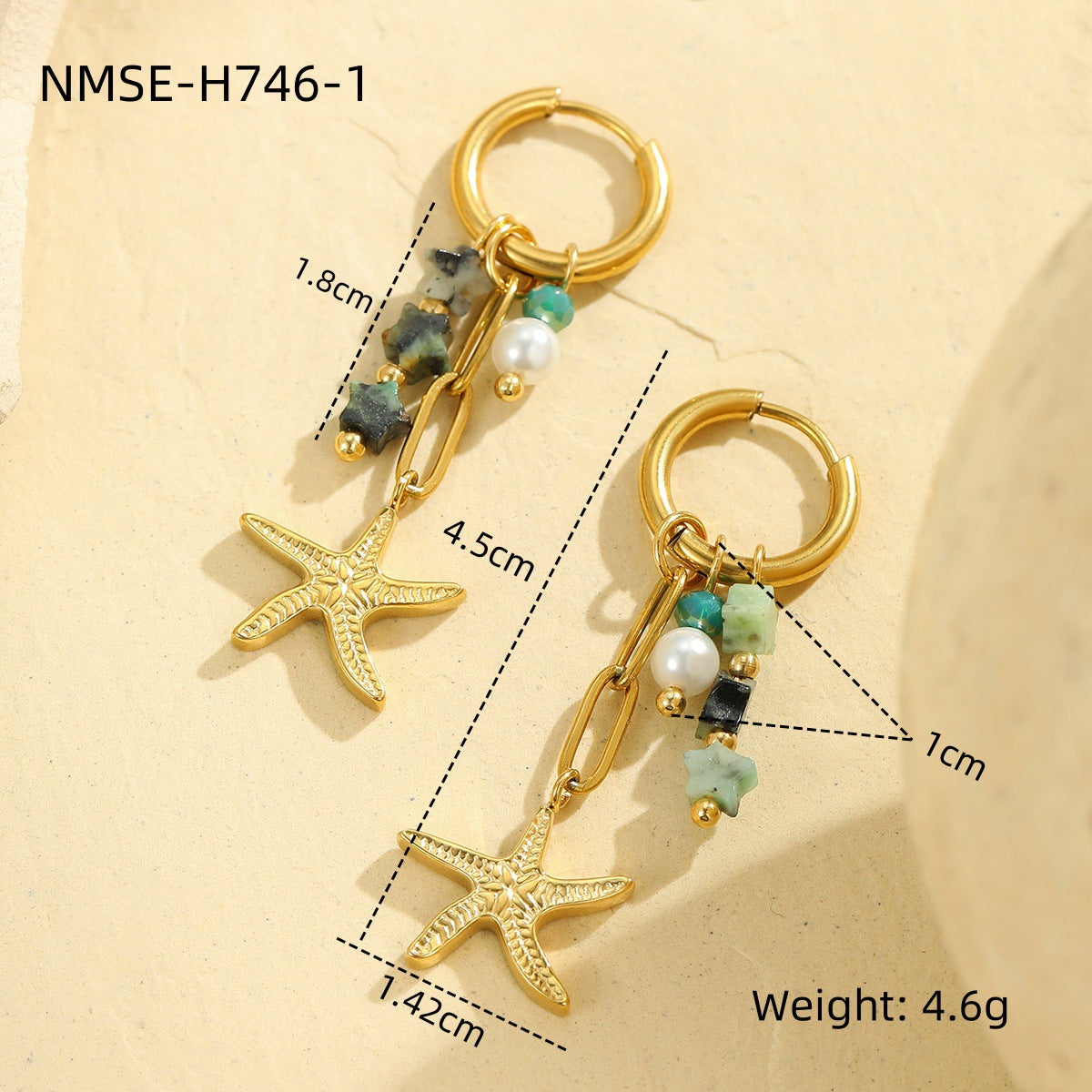 Wholesale  marine elements series starfish stainless steel earrings