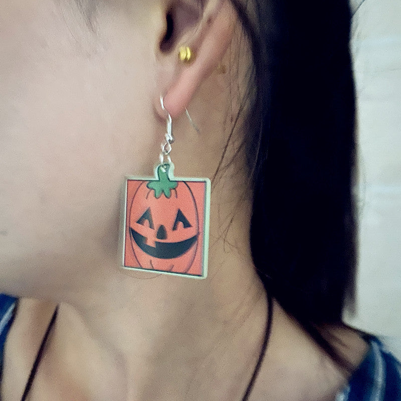 Wholesale  Acrylic Pumpkin Head Luminous Earrings