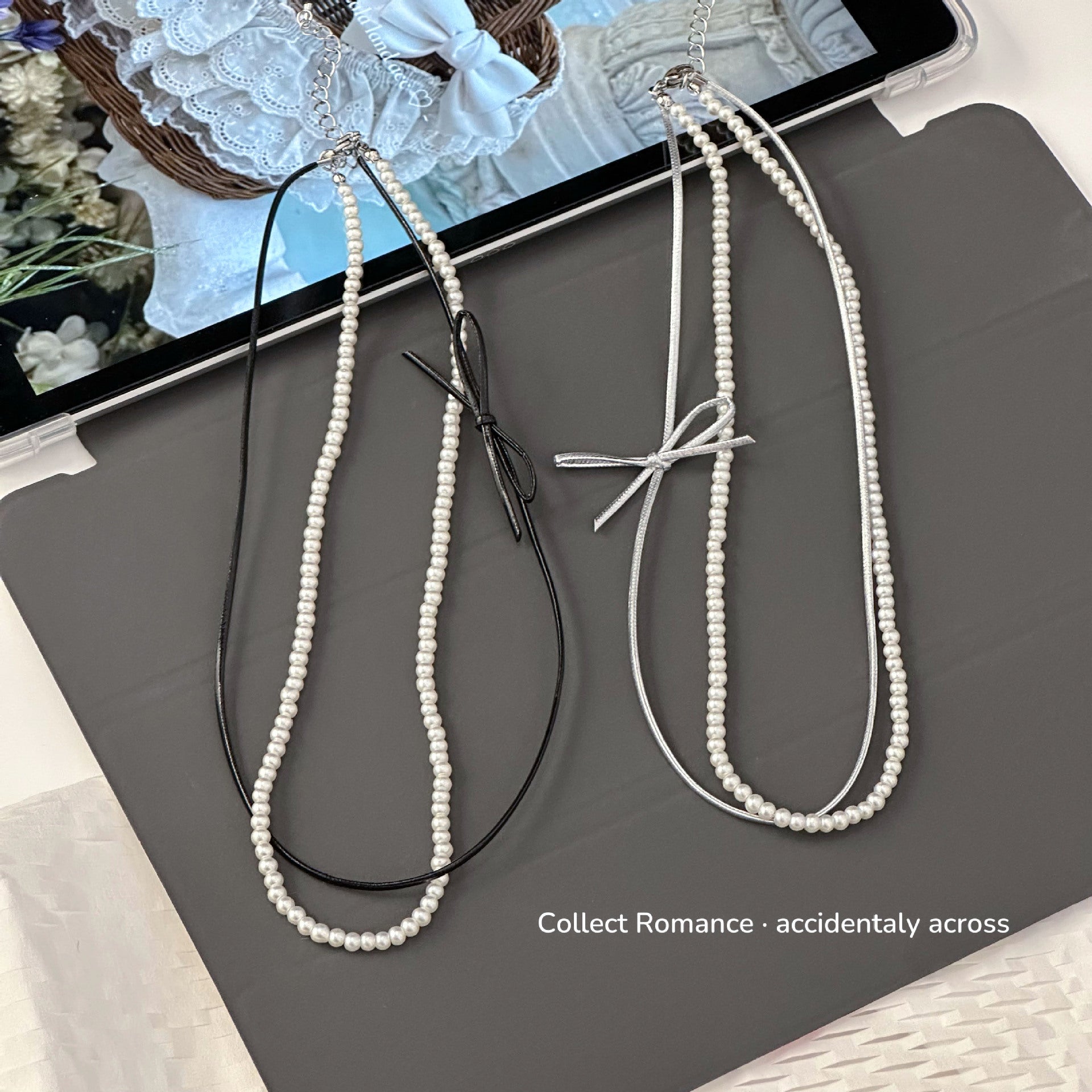 Wholesale Light Luxury  Double Layer Pearl Bow Necklace