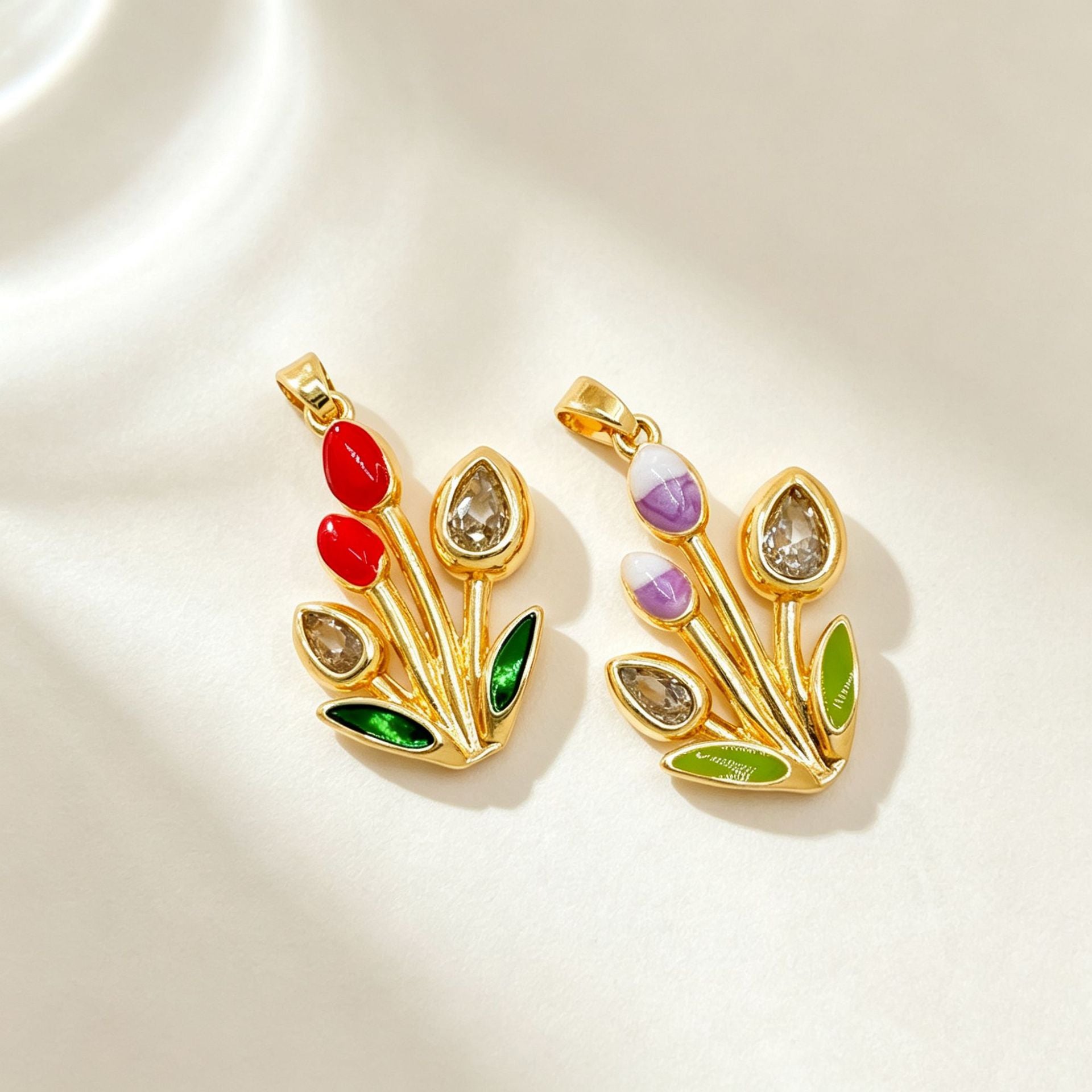 Wholesale Tulip Enamel Pendant Necklace for Women - Copper Electroplating Boutique Resale Jewelry