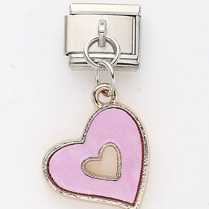 Wholesale 10pcs Italian Charm Bracelet 9mm DIY Splicing Malachite Heart Stainless Steel Composable Bracelet