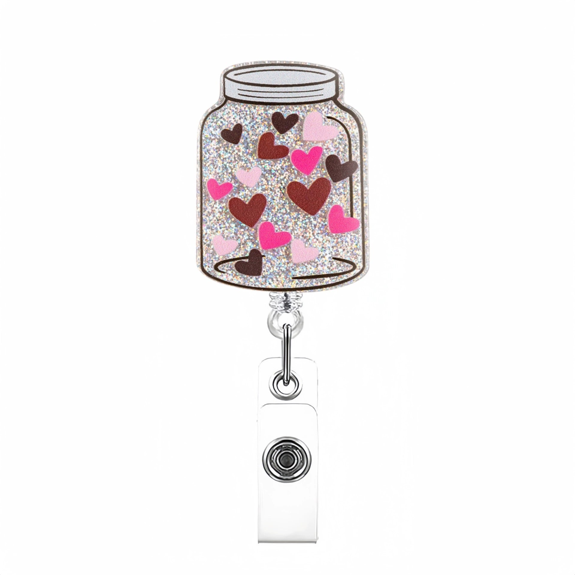 Wholesale Love Romantic Workplace  Acrylic Retractable Rotating Badge Keychain