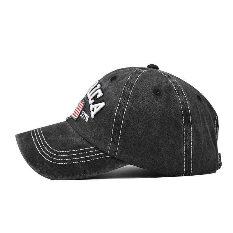 Wholesale  washed hole flag embroidered baseball cap