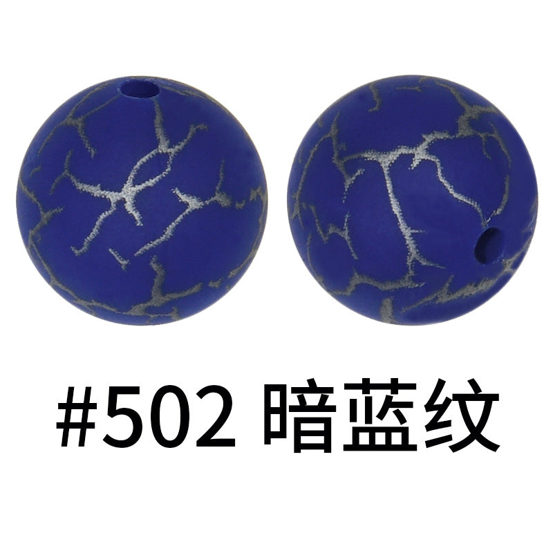 Wholesale 50pcs 15mm Colorful Crack Printed Silicone Balls DIY Beaded Accessories ACC-BDS-HeSheng050