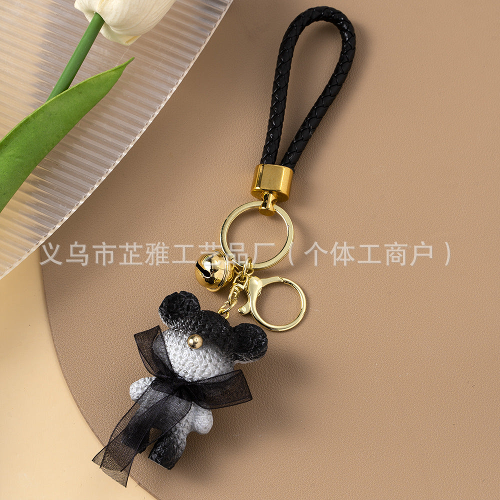 Wholesale Resin gradient wool rabbit key chain