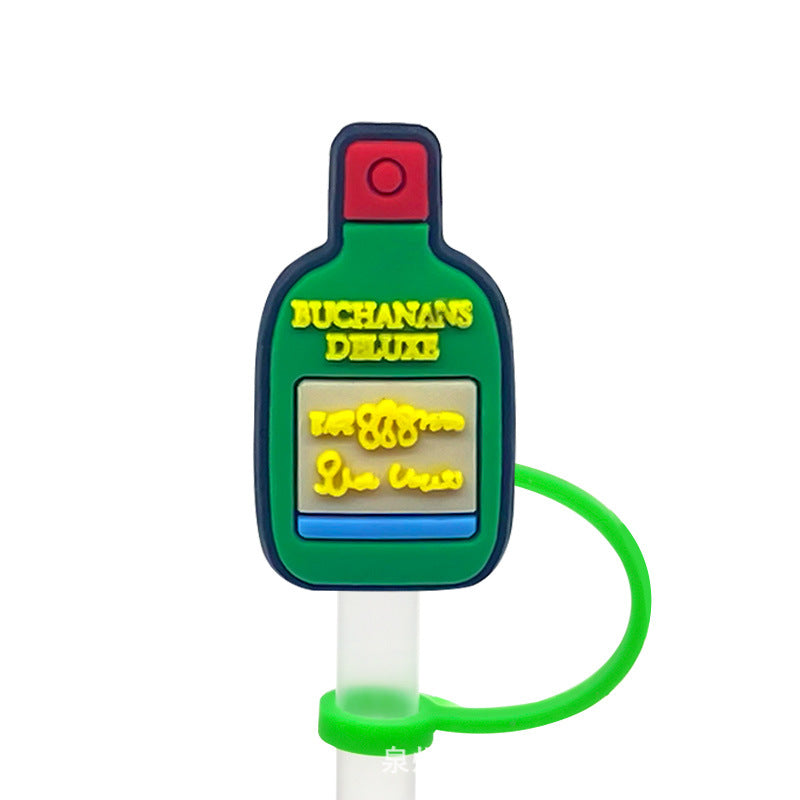 Wholesale 10pcs 7-8mm Cartoon Mexico Series Silicone Dustproof Straw Plugs Straw Tube Cap