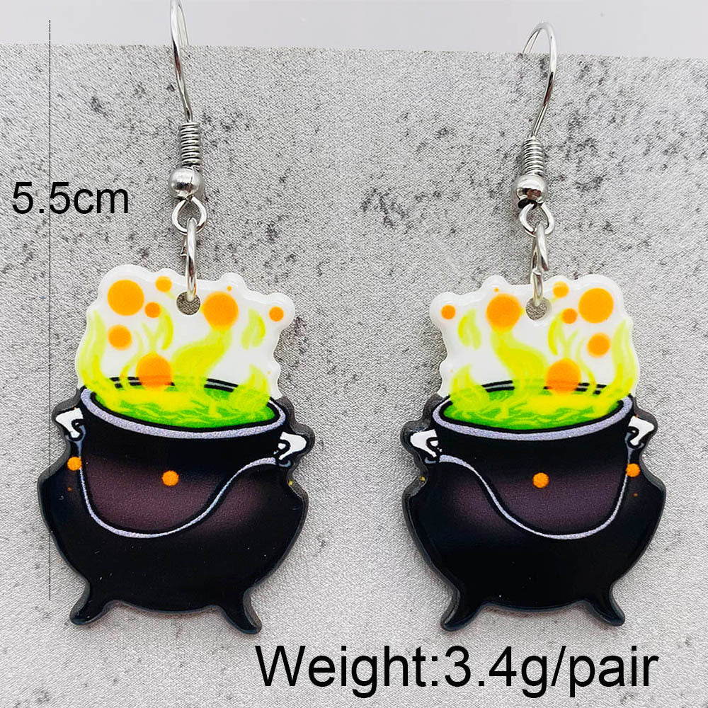 Wholesale Halloween Horror Pumpkin Ghost Tarot Acrylic Earrings ACC-ES-ChenY025