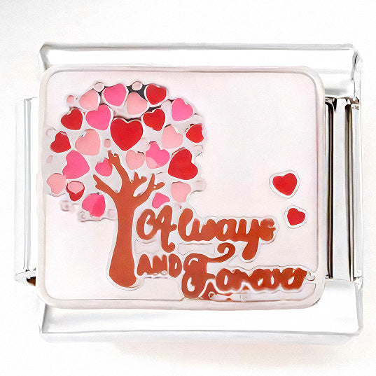 Wholesale Italian Charm Bracelet 9mm DIY Splicing Green Pink Heart Flower Stainless Steel Composable Bracelet