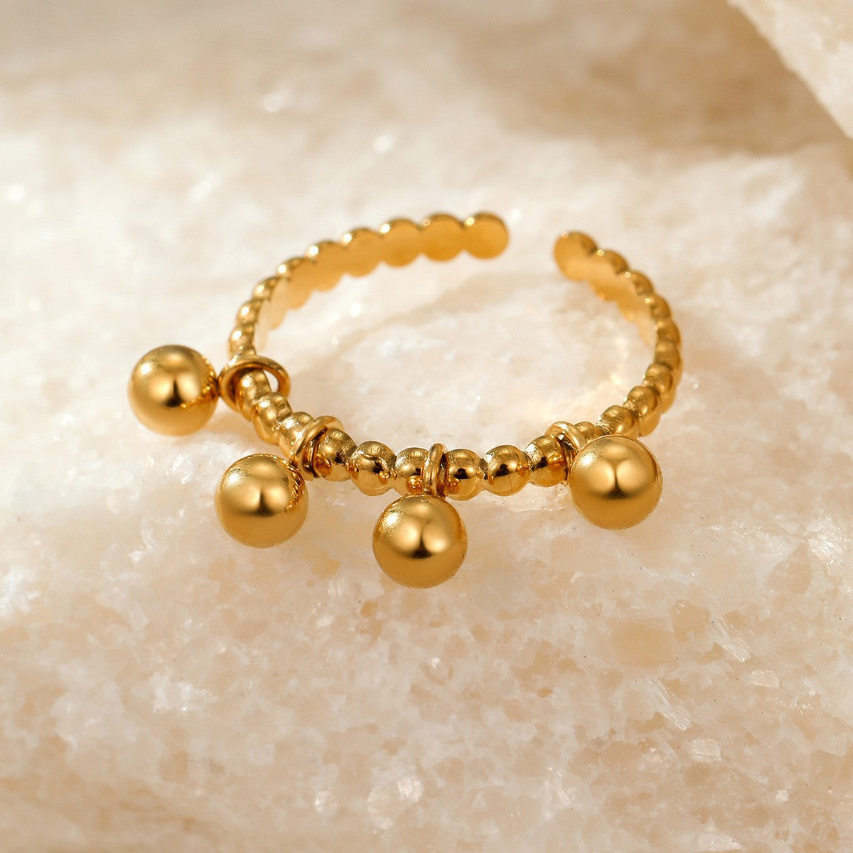 Wholesale  Metal Geometric Ball Stainless Steel  Ring