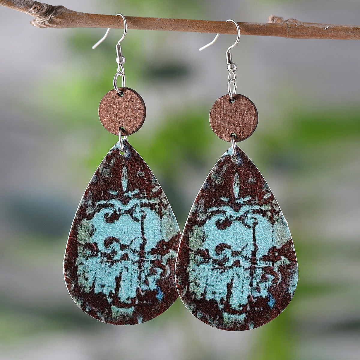 Wholesale Ethnic Style Bull Head Disc Splicing Water Drop Earrings ACC-ES-ChuLian111