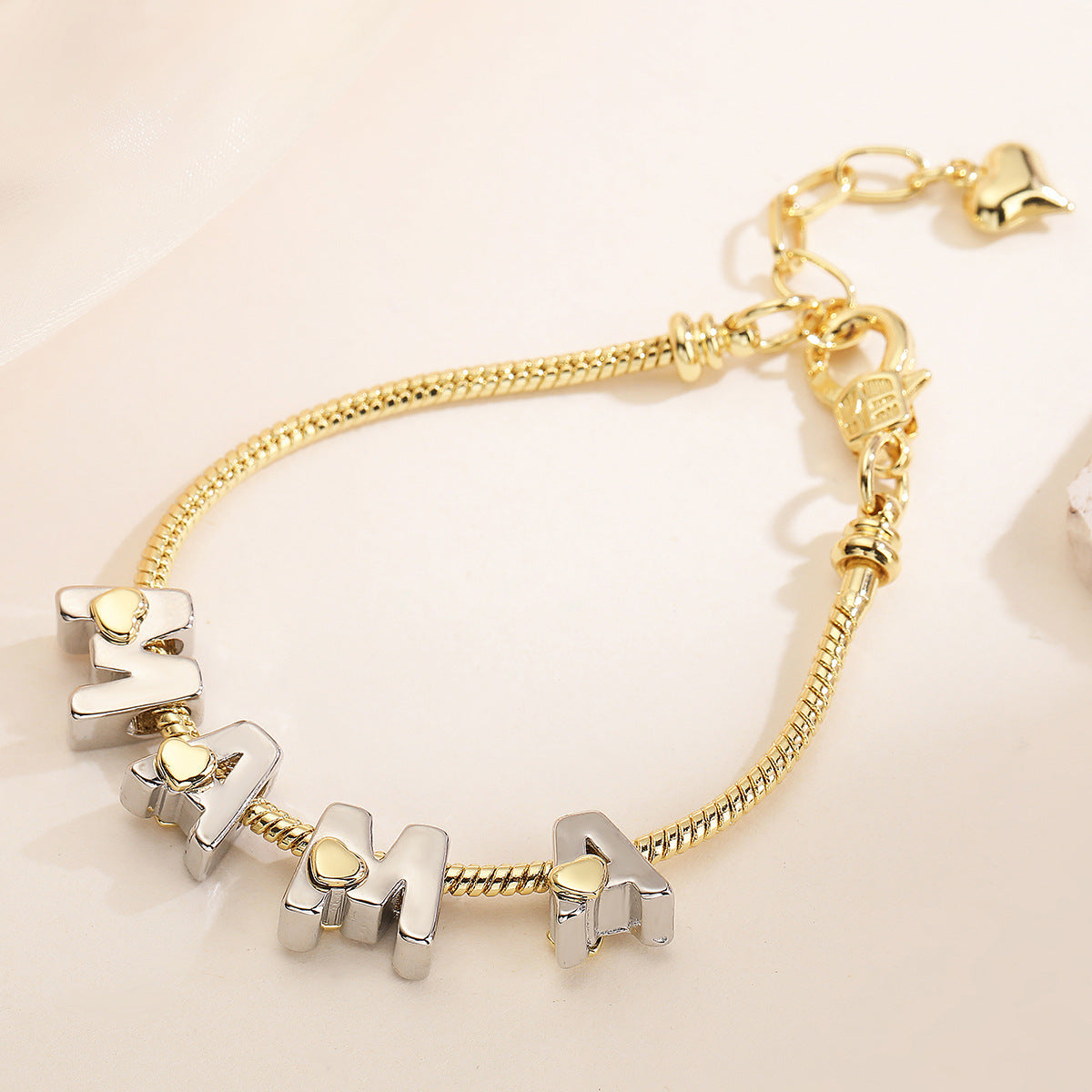 Wholesale two-color electroplated color MAMA bracelet mother's day gift