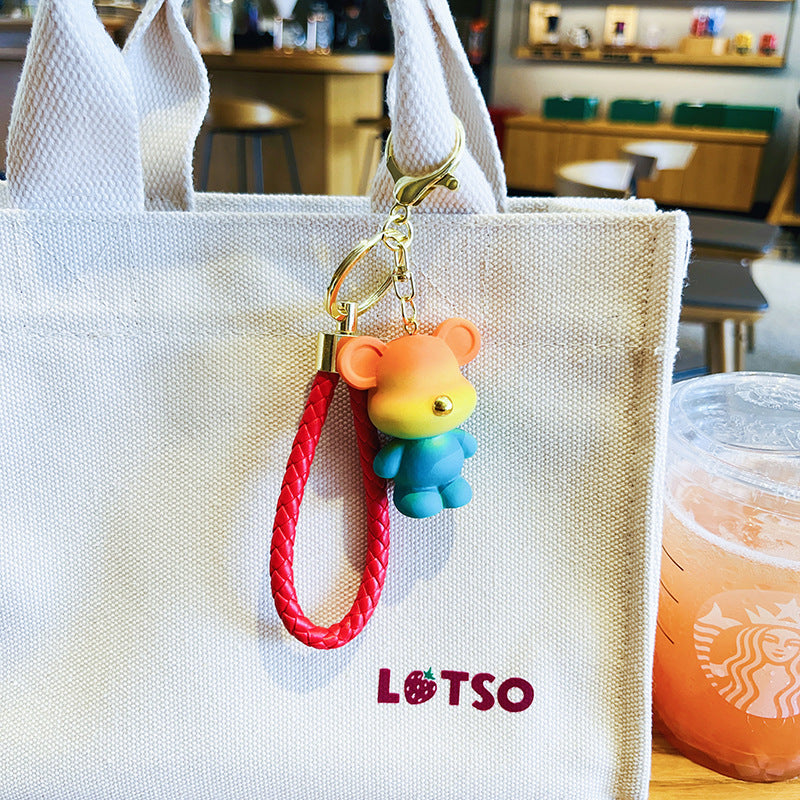 Wholesale Cartoon Gradient Color Bear PVC Soft Glue Keychain Creative Keychain ACCVIP-KC-HangLi008
