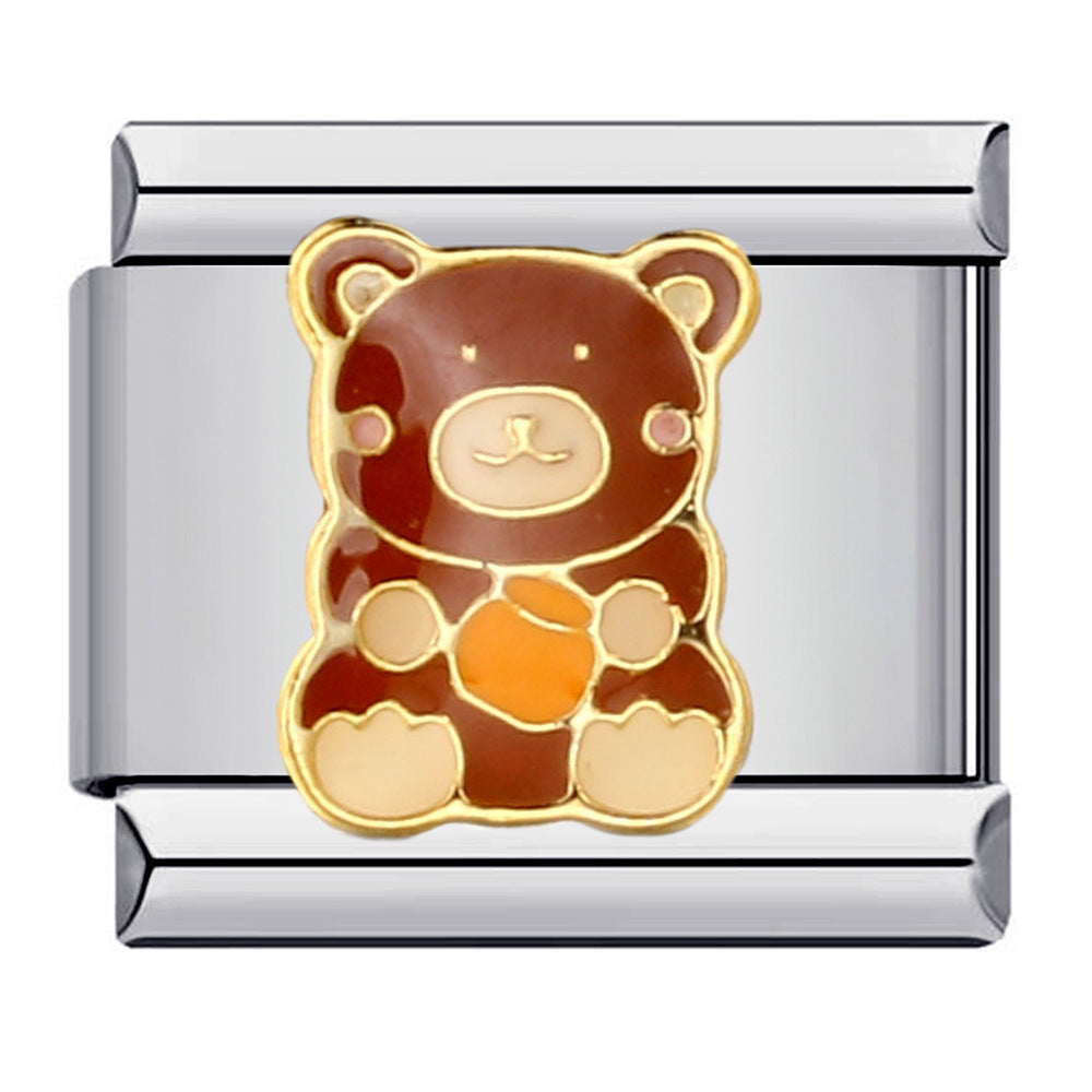 Wholesale Italian Charm Bracelet 9mm DIY Classic cute bear  Creative Stainless Steel Composable Bracelet