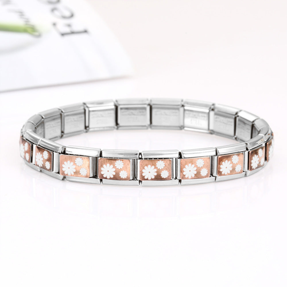 Wholesale 10pcs Italian Charm Bracelet 9mm DIY Splicing Removable Milk Tea Juice Stainless Steel Composable Bracelet