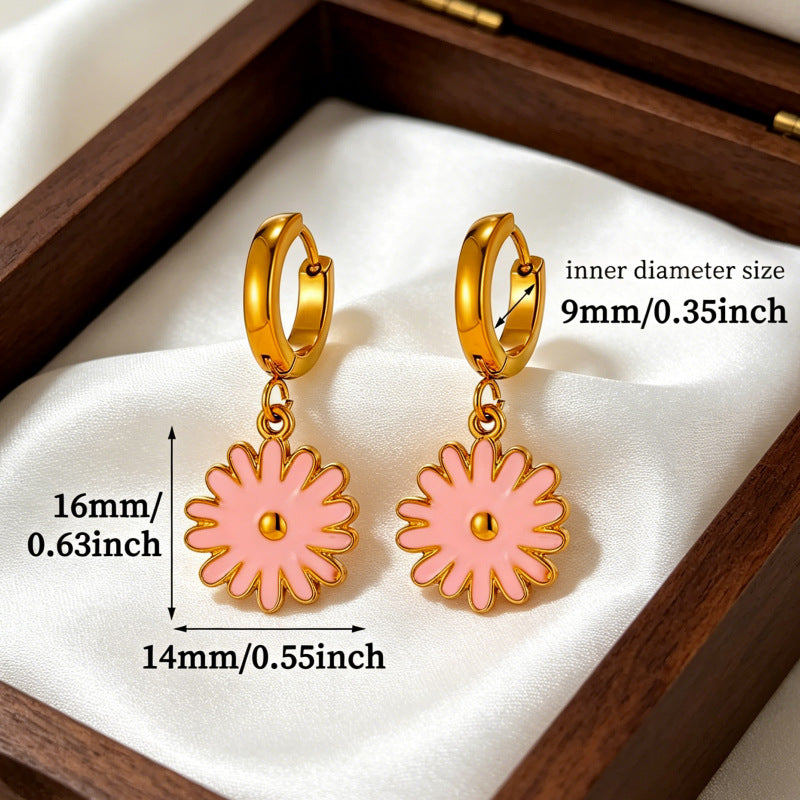 Wholesale 304 Stainless Steel Vacuum Plated Flower Earrings Fashion Jewelry Accessory for Women