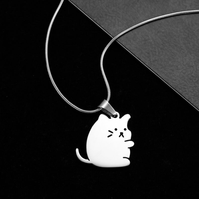 Wholesale  stainless steel dog cat couple necklace