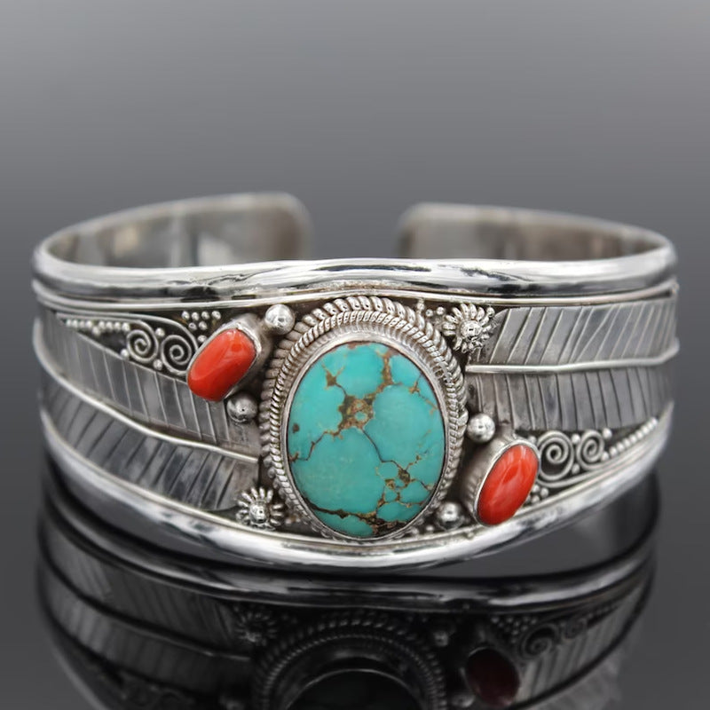 Wholesale Bohemian Turquoise Open Cuff Bracelet Retro Ethnic Style Fashion Accessory Gift