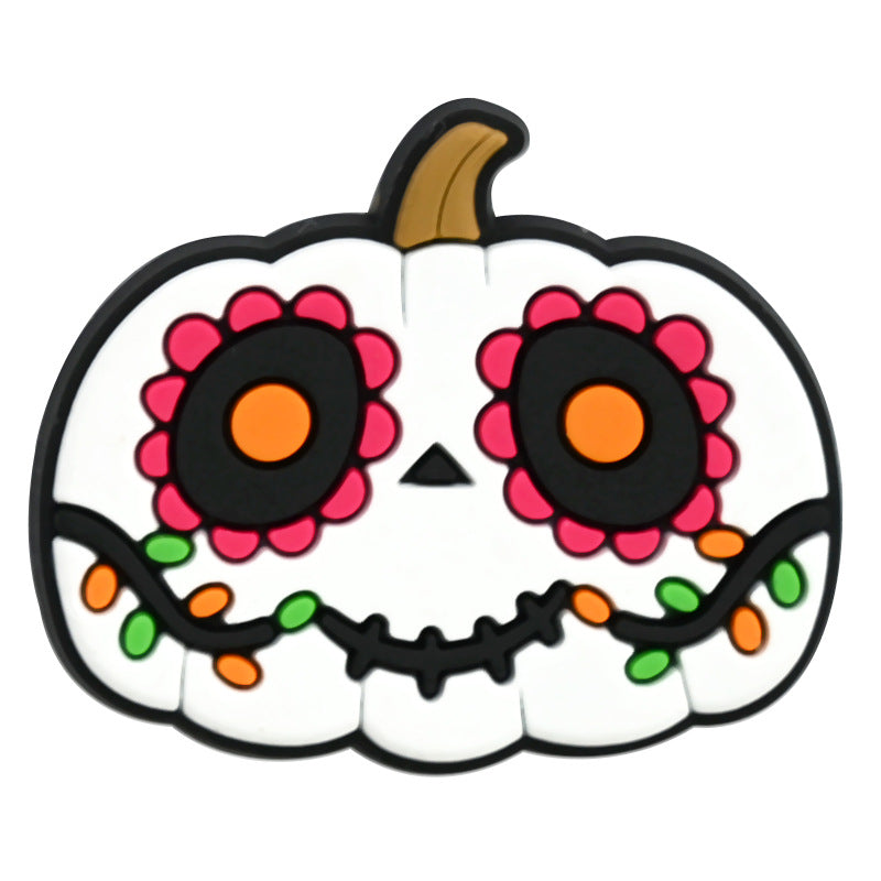 Wholesale Random 100pcs Day of The Dead PVC Soft Rubber Shoe Buckle Decoration ACC-SC-RYY075