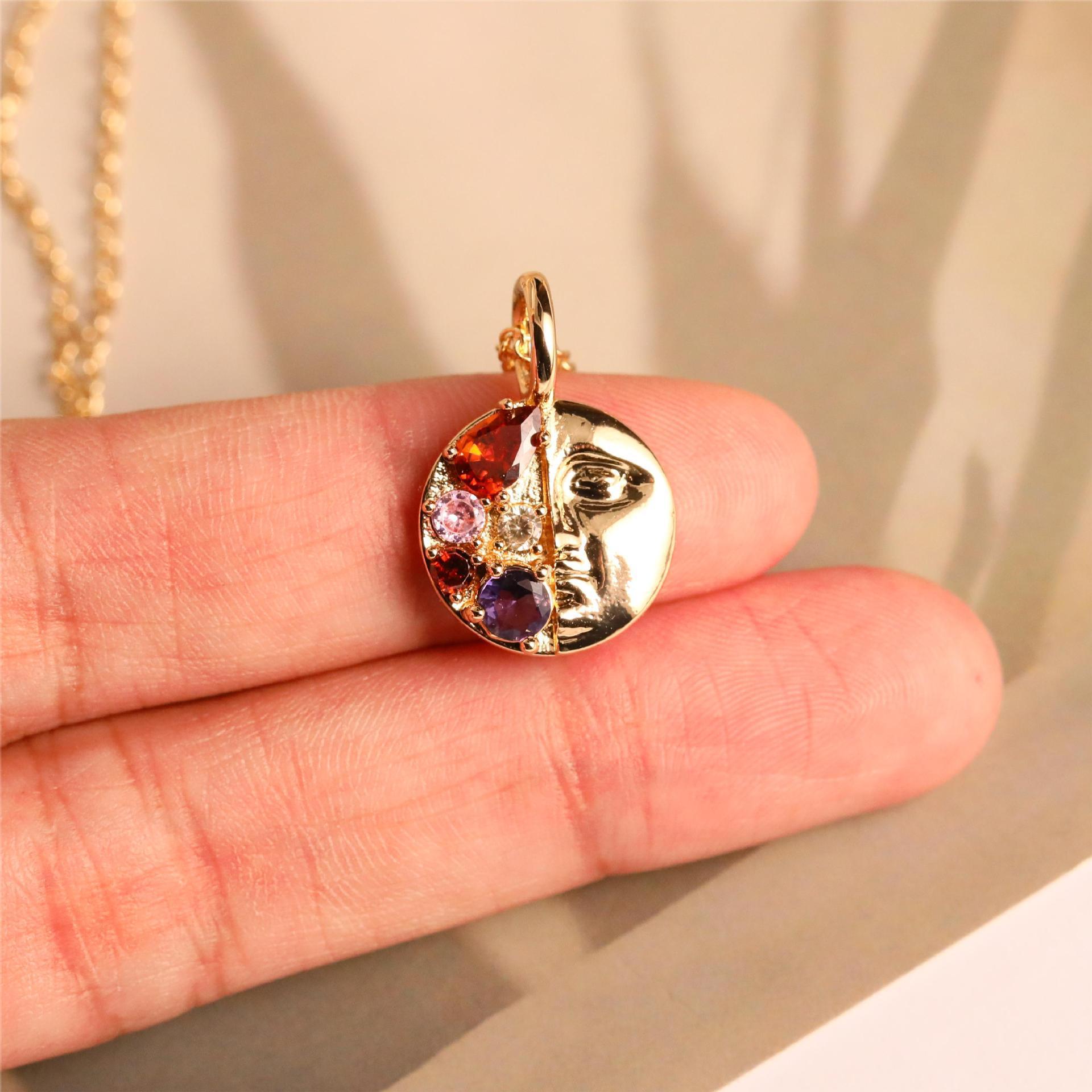 Wholesale Goddess Retro Greek Mythology Color Zirconium Palace Art Necklace