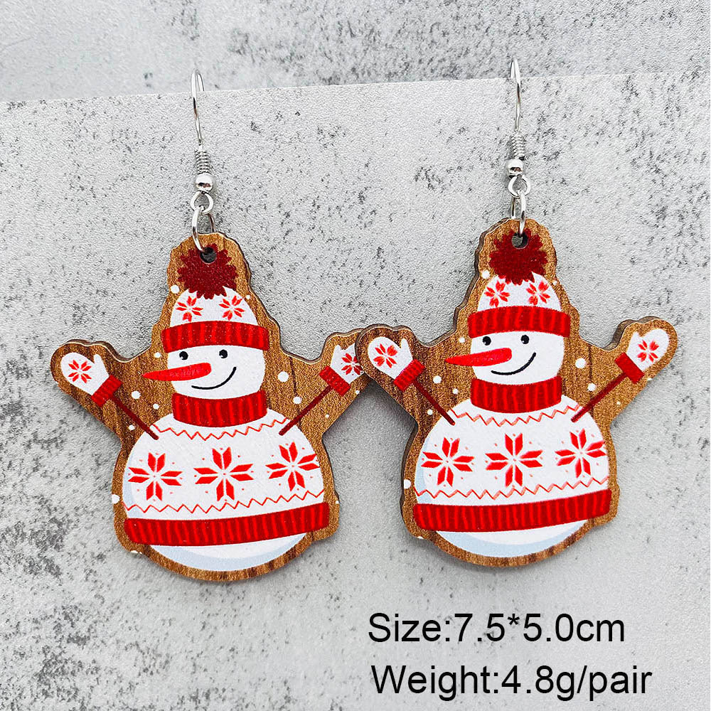 Wholesale Christmas Bell Santa Claus Wood Earrings ACC-ES-PuCi004