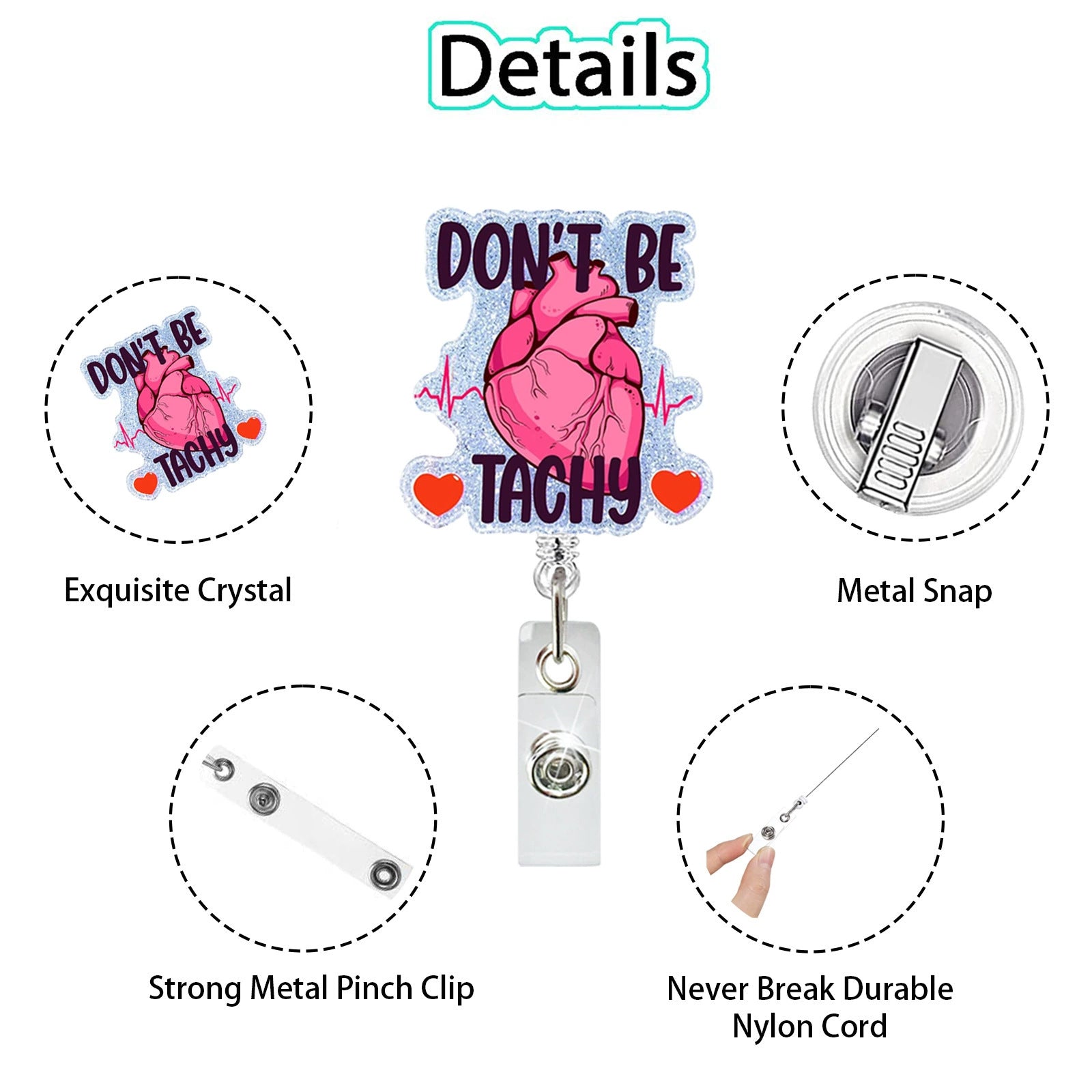 Wholesale Glitter Acrylic Doctor Easy-Pull  Badge Reels