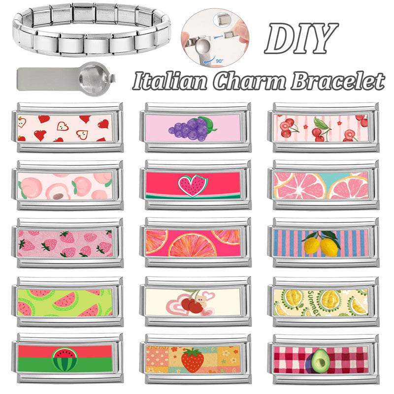 Wholesale 9mm Italian Charm Starter Bracelets DIY Long Cartoon Stainless Steel Composable Bracelet