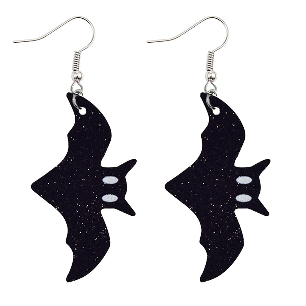Wholesale Halloween Pumpkin Ghost Bat PU Leather Earrings ACC-ES-ChenY063