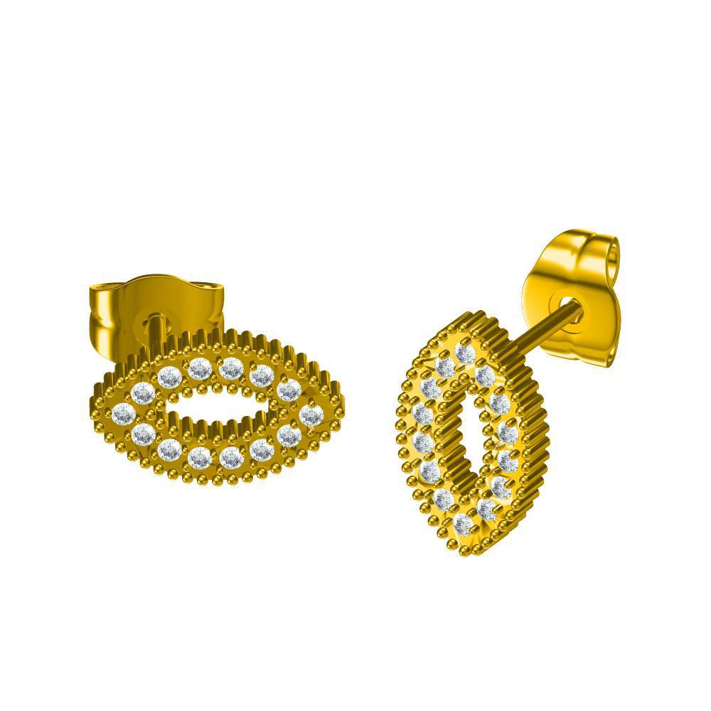 Wholesale Titanium steel geometric earrings inlaid with zircon