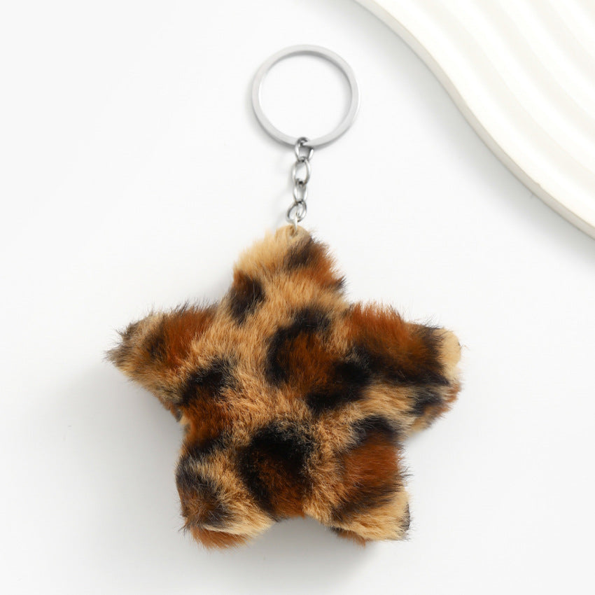 Wholesale Plush star leopard print keychain