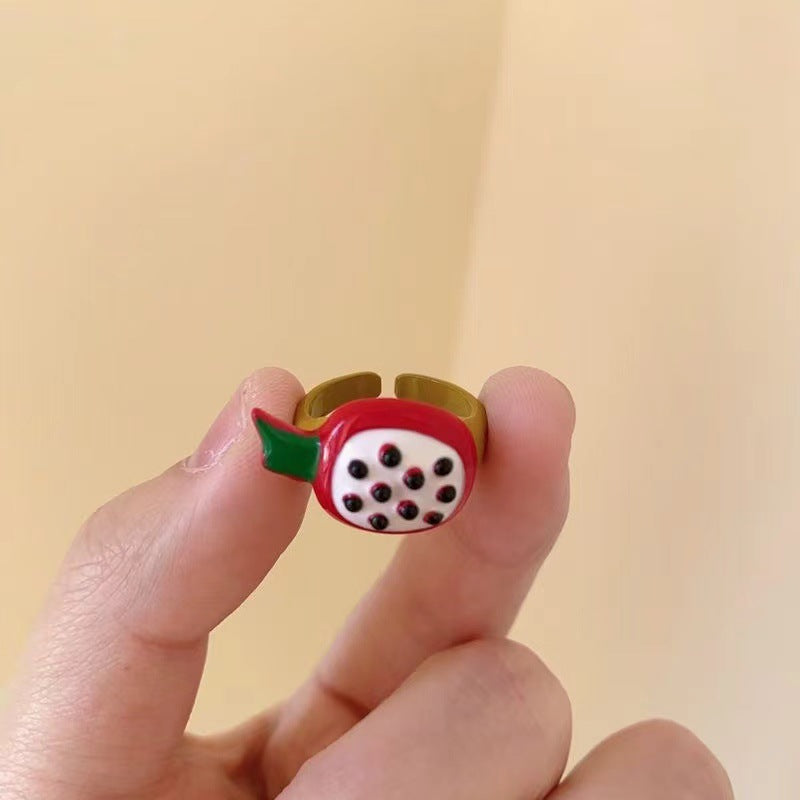 Wholesale  Color Drop Glaze Cartoon Fruit Ring