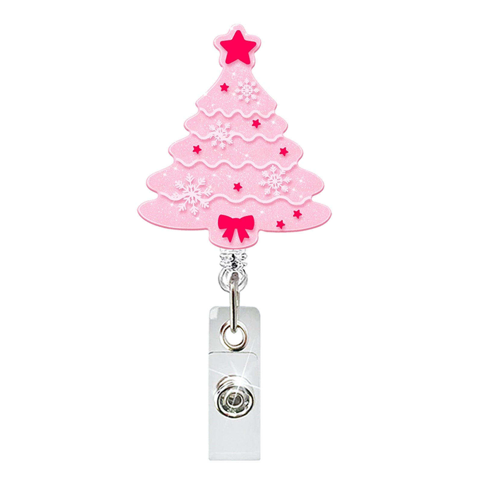 Wholesale Cute Christmas Beaded Acrylic Glitter  Badge Reels