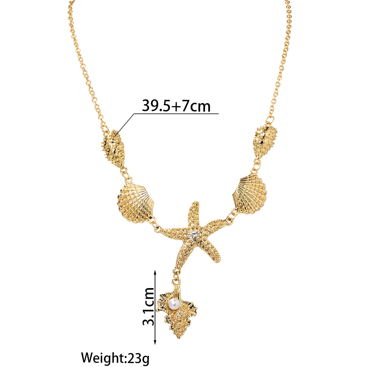 Wholesale Ocean style alloy conch pendant alloy shell starfish adjustable necklace