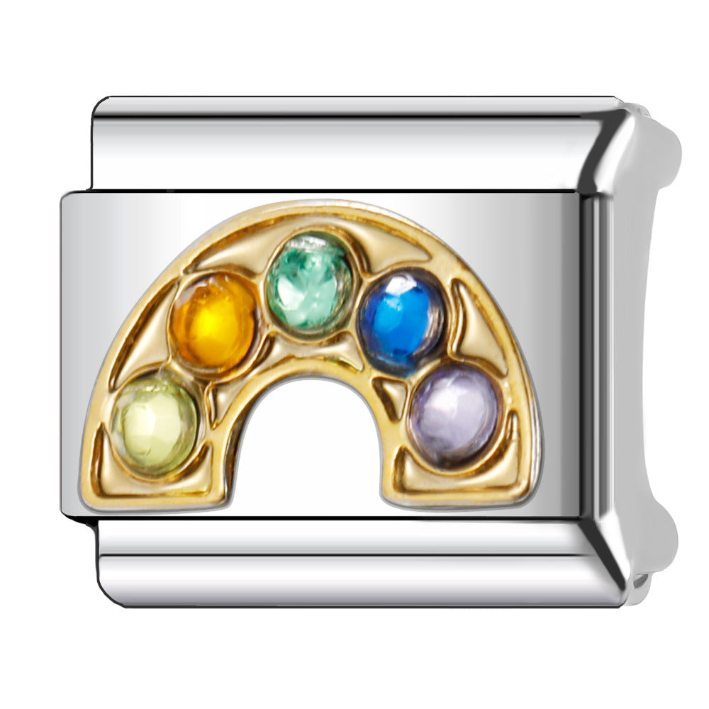 Wholesale Italian Charm Bracelet 9mm DIY Splicing Diamond Gypsophila Series Stainless Steel Composable Braceletc Pattern Bracelet Jewelry