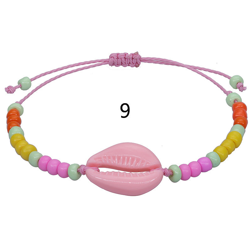 Wholesale Acrylic Shell Bracelet Colorful Rice Bead Weaving Bohemian Hand Rope Bracelet