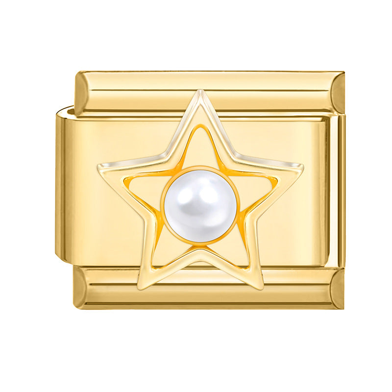 Wholesale Italian Beaded Bracelet 9mm DIY Splicing Removable Gold Bottom Diamond Pendant Series Stainless Steel Combinable Bracelet