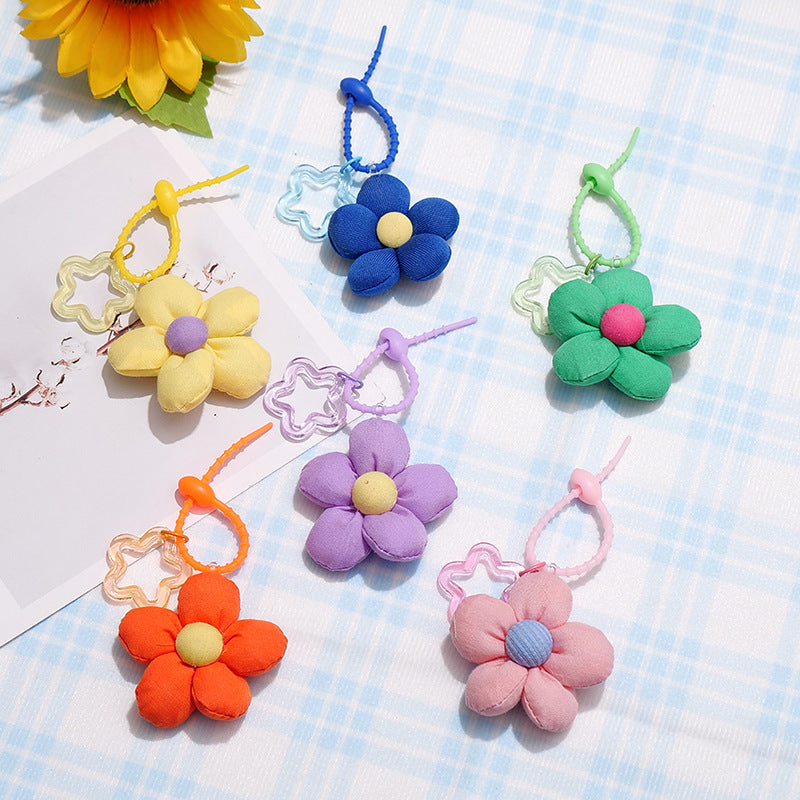 Wholesale Cartoon Fabric Flower Bag Charm Trendy Decorative Accessory for Bags and Phones