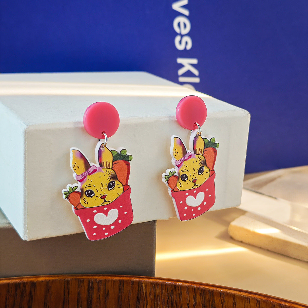 Wholesale Vintage Cartoon Bunny Easter Acrylic Earrings
