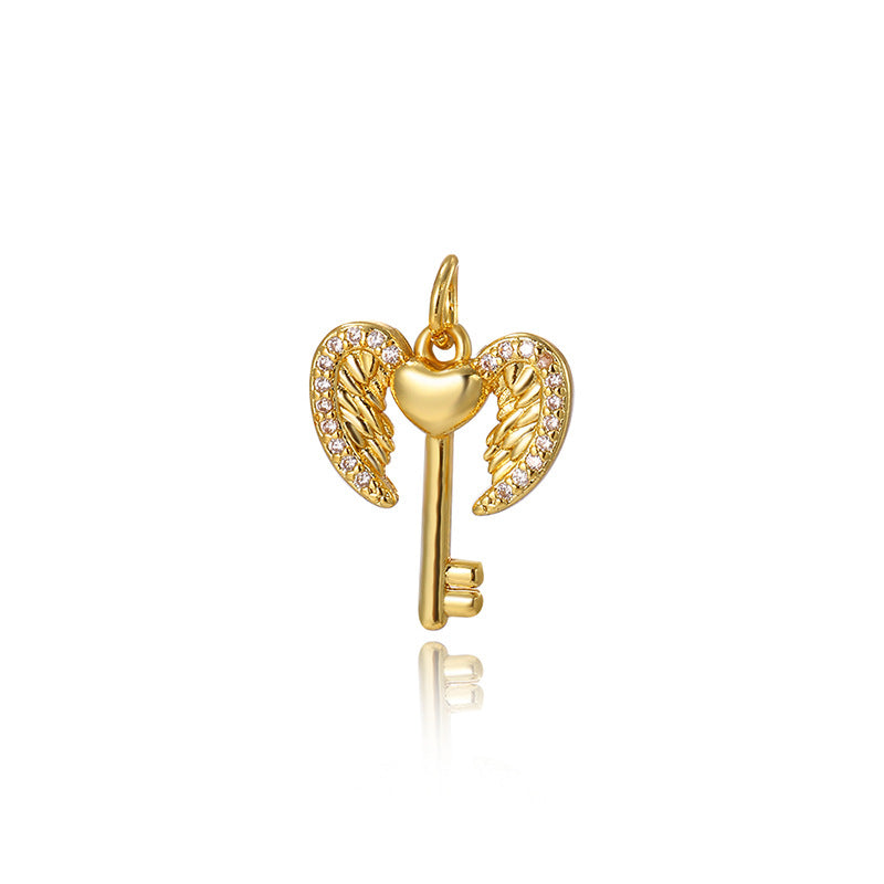 Wholesale Bone Angel Wings Heart Ice Cream Pendant