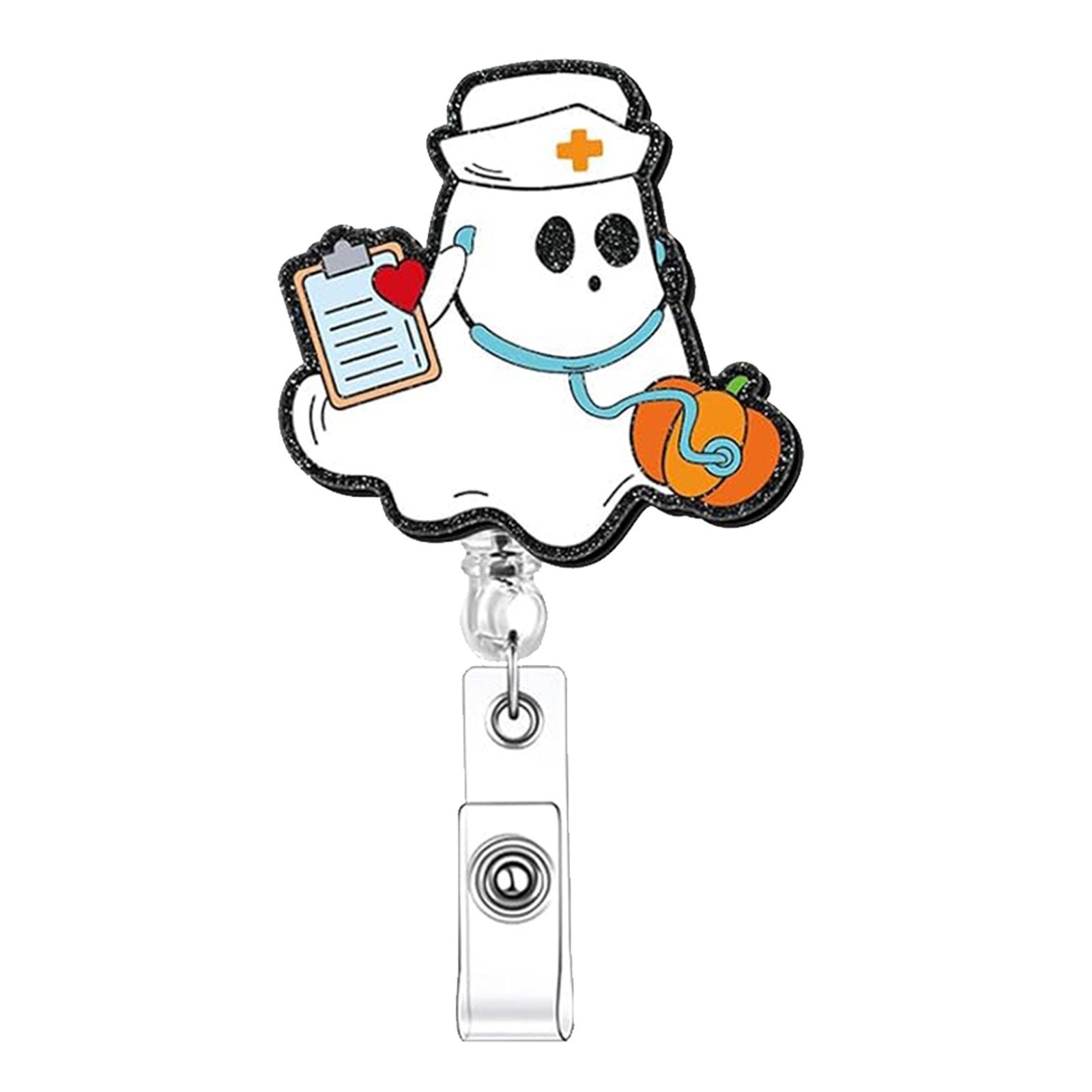 Wholesale Halloween Ghost Series Acrylic Retractable Rotating Badge Keychain