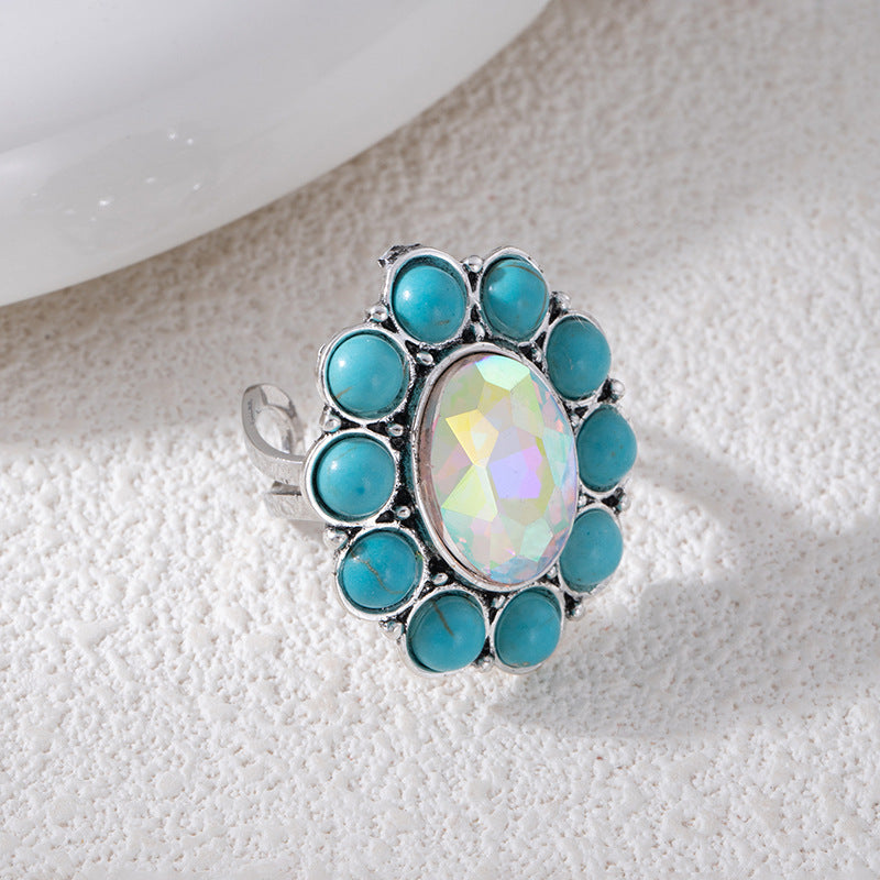 Wholesale Minimalist Heart Shaped Blue Plated Copper Pinky Ring,  Trendy Couple Fashion Accessory