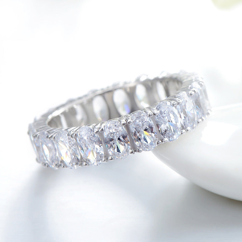 Wholesale S925 Sterling Silver Luxury Diamond Egg Shape Ring
