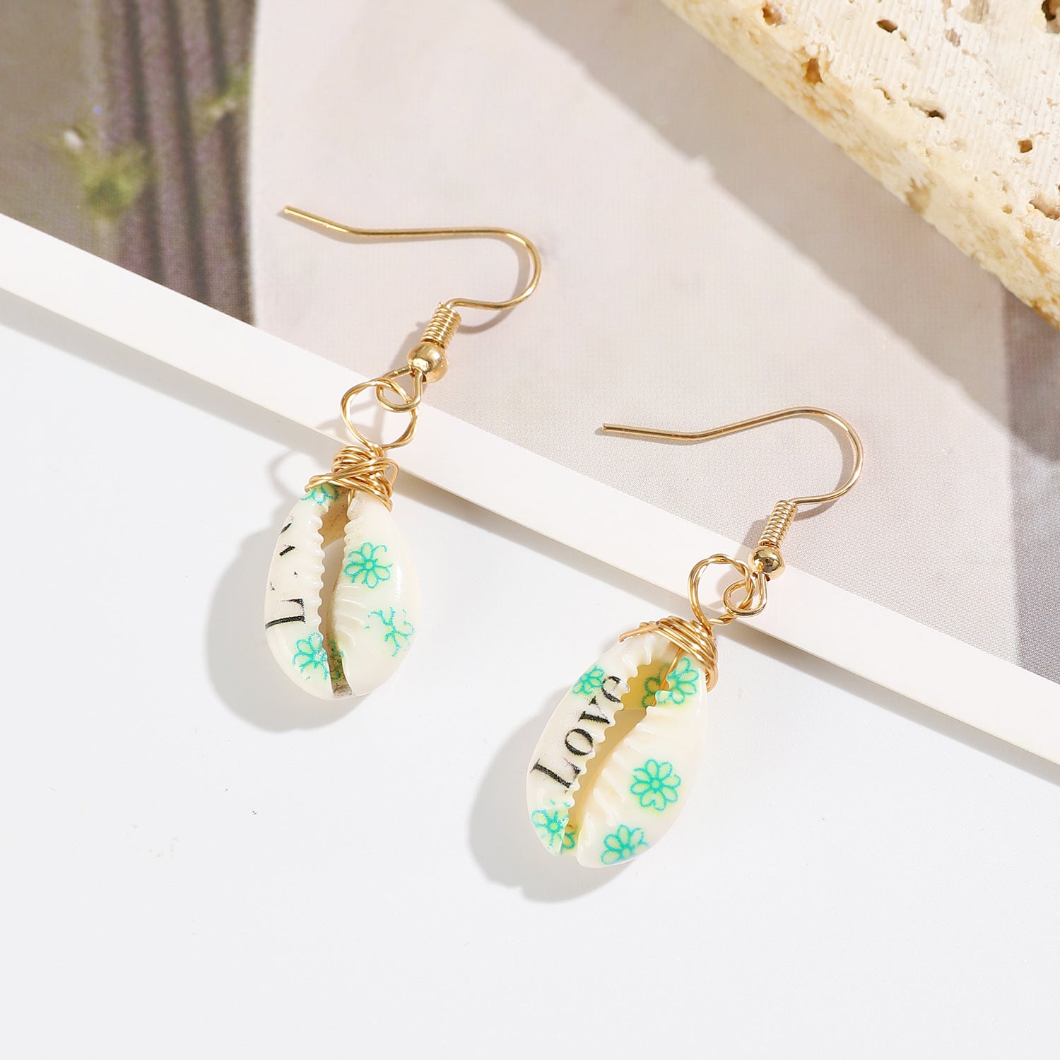 Wholesale Beach Style Printed Shell Earrings ACC-ES-MY017