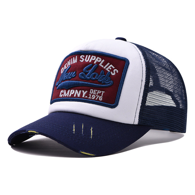 Wholesale Trendy 3D Embroidery New York Baseball Cap Cotton Mesh Patchwork For Men Summer