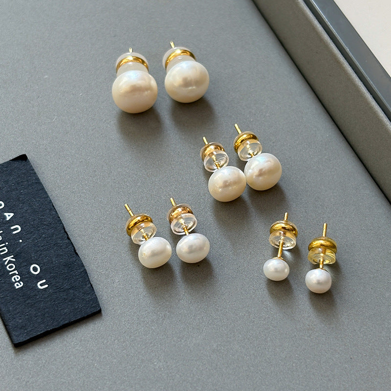 Wholesale Sterling silver needle bread pearl earrings